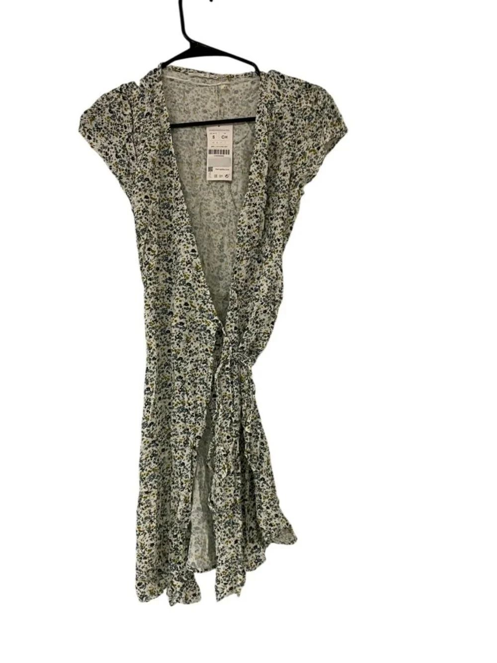 Oysho Womens Dress Small Ditsy Floral Short Sleeve Mini Wrap Boho 1963/190 NWT